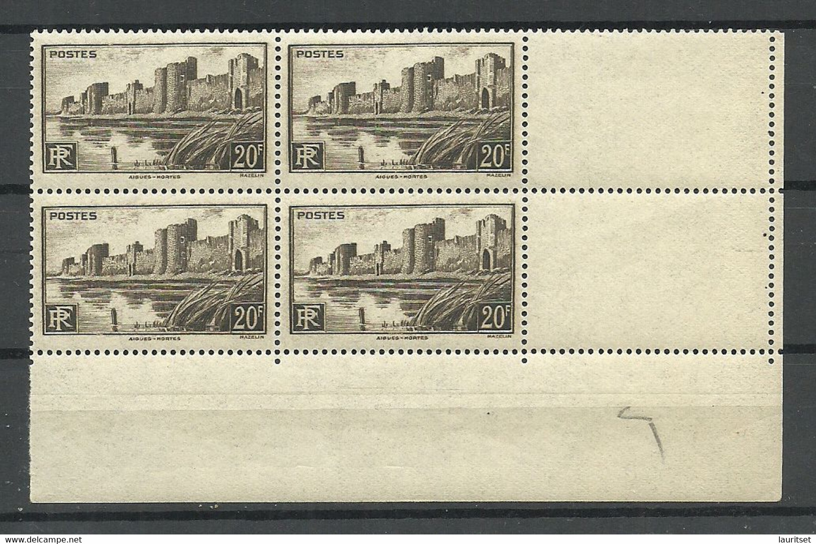 FRANKREICH France 1941 Michel 535 As 4-block With Empty Fields Leerfelder MNH Architecture Castle Bauwerke - Châteaux