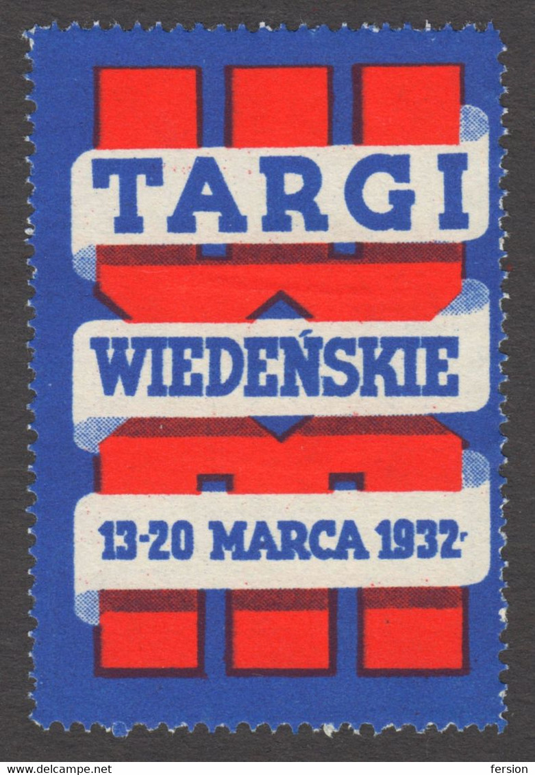 POLAND Polish LANGUAGE MESSE Austria Wien Vienna September AUTUMN Exhibition Fair Expo CINDERELLA LABEL VIGNETTE 1932 - Vignetten