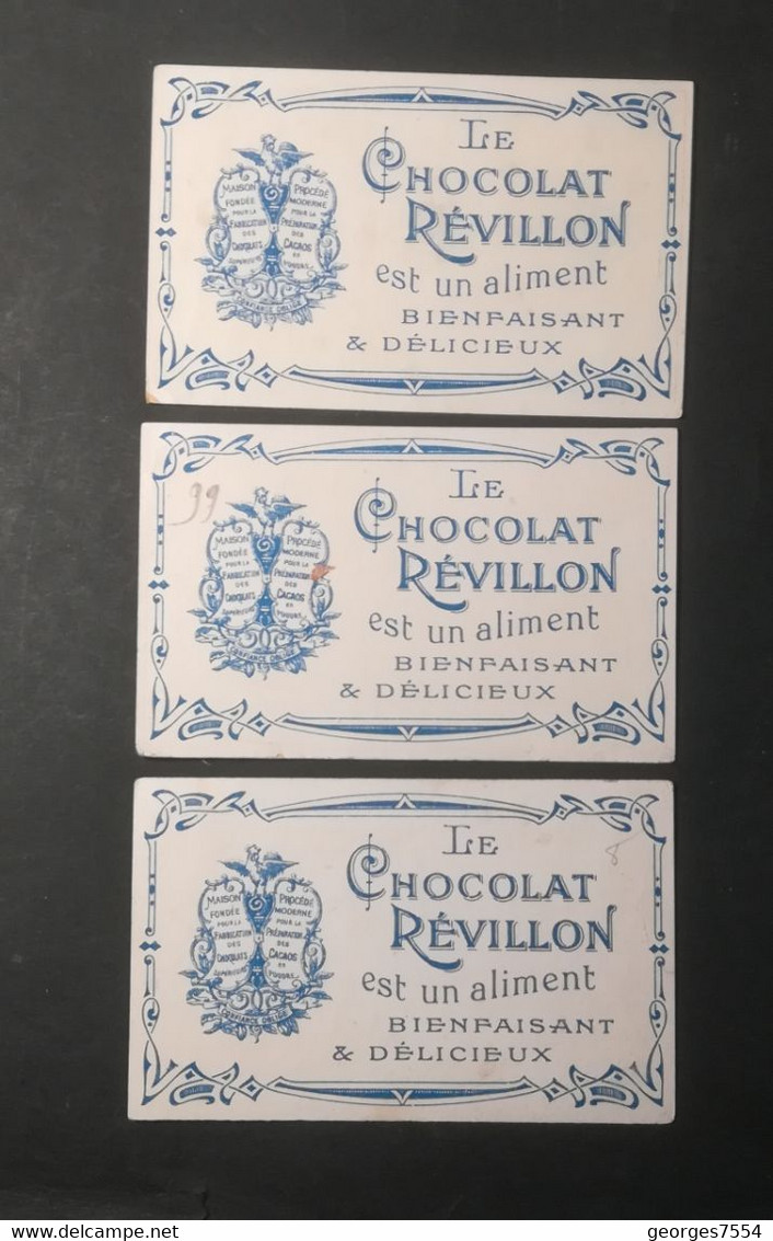 CHOCOLAT REVILLON LOT DE 3 - REGION DE FRANCE 6.5 X 10.5 - Revillon