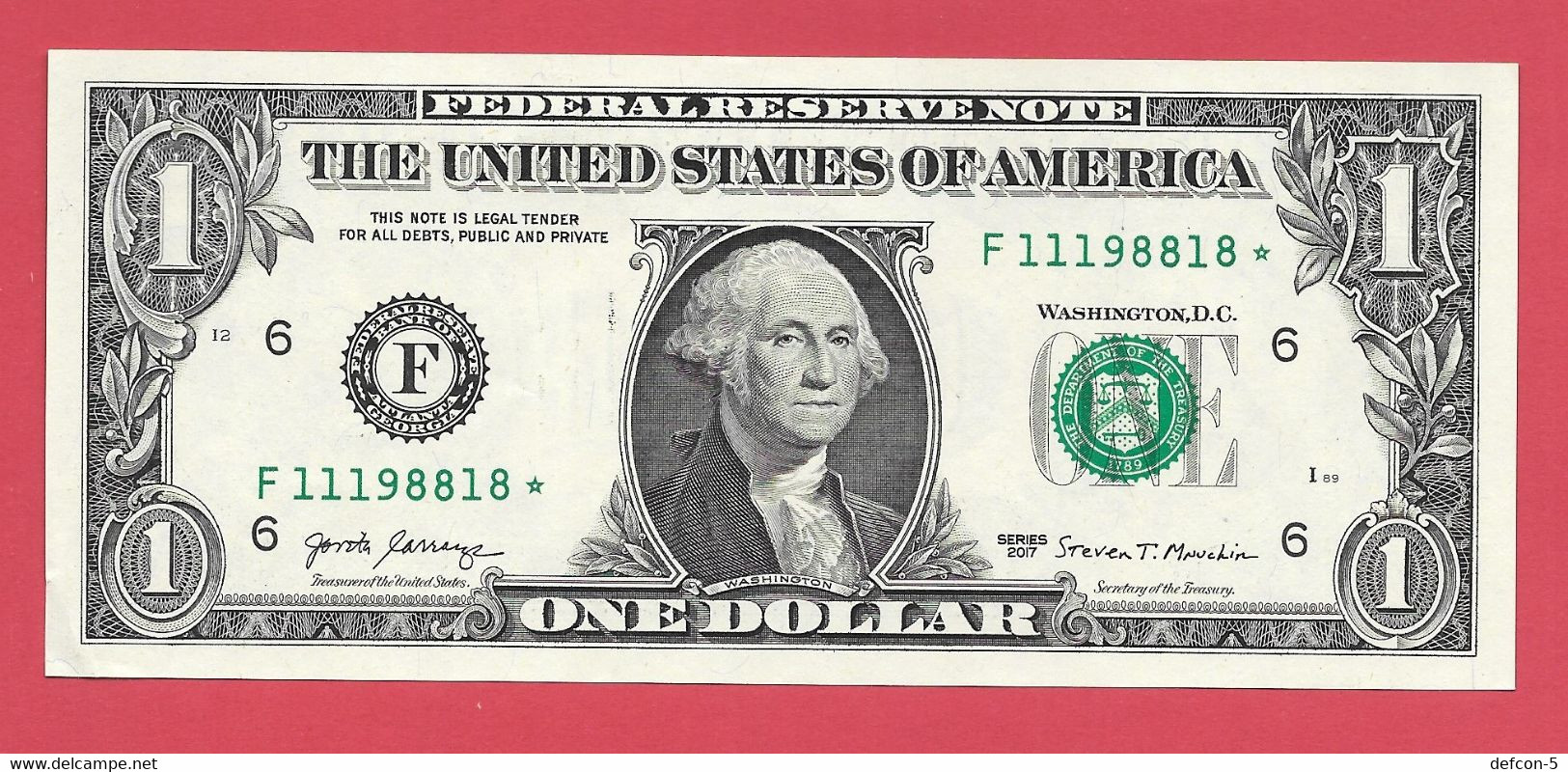 Rarität ! STAR-Note: 2x 1 US-Dollar Fortlaufend [2017] > F11198817* Bis ...18* < 4. Lauf Mit 3.200.000 {$048-001} - National Currency