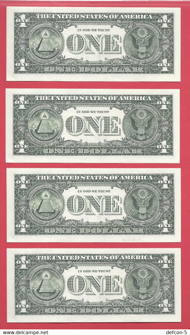 Rarität ! STAR-Note: 4x 1 US-Dollar Fortlaufend [2017] > A08818517* Bis ...20* < 3. Lauf Mit 3.200.000 {$049-001} - National Currency