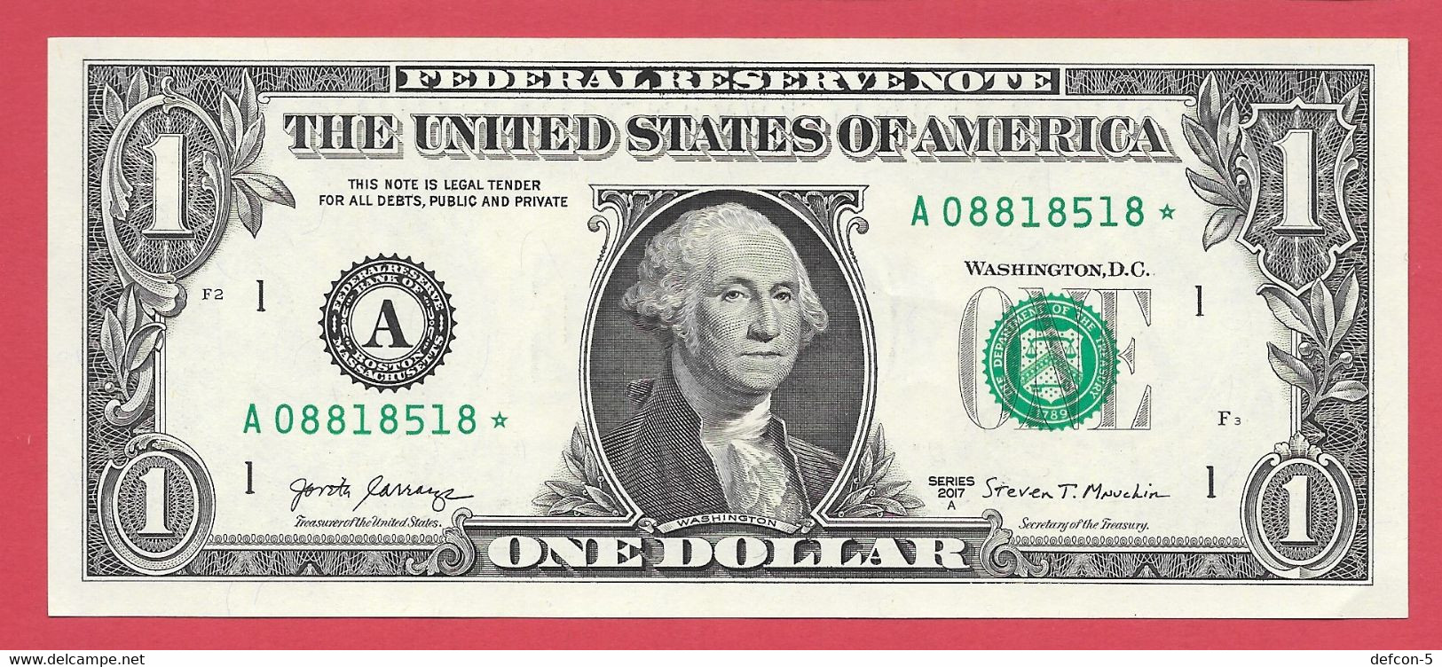 Rarität ! STAR-Note: 4x 1 US-Dollar Fortlaufend [2017] > A08818517* Bis ...20* < 3. Lauf Mit 3.200.000 {$049-001} - Devise Nationale