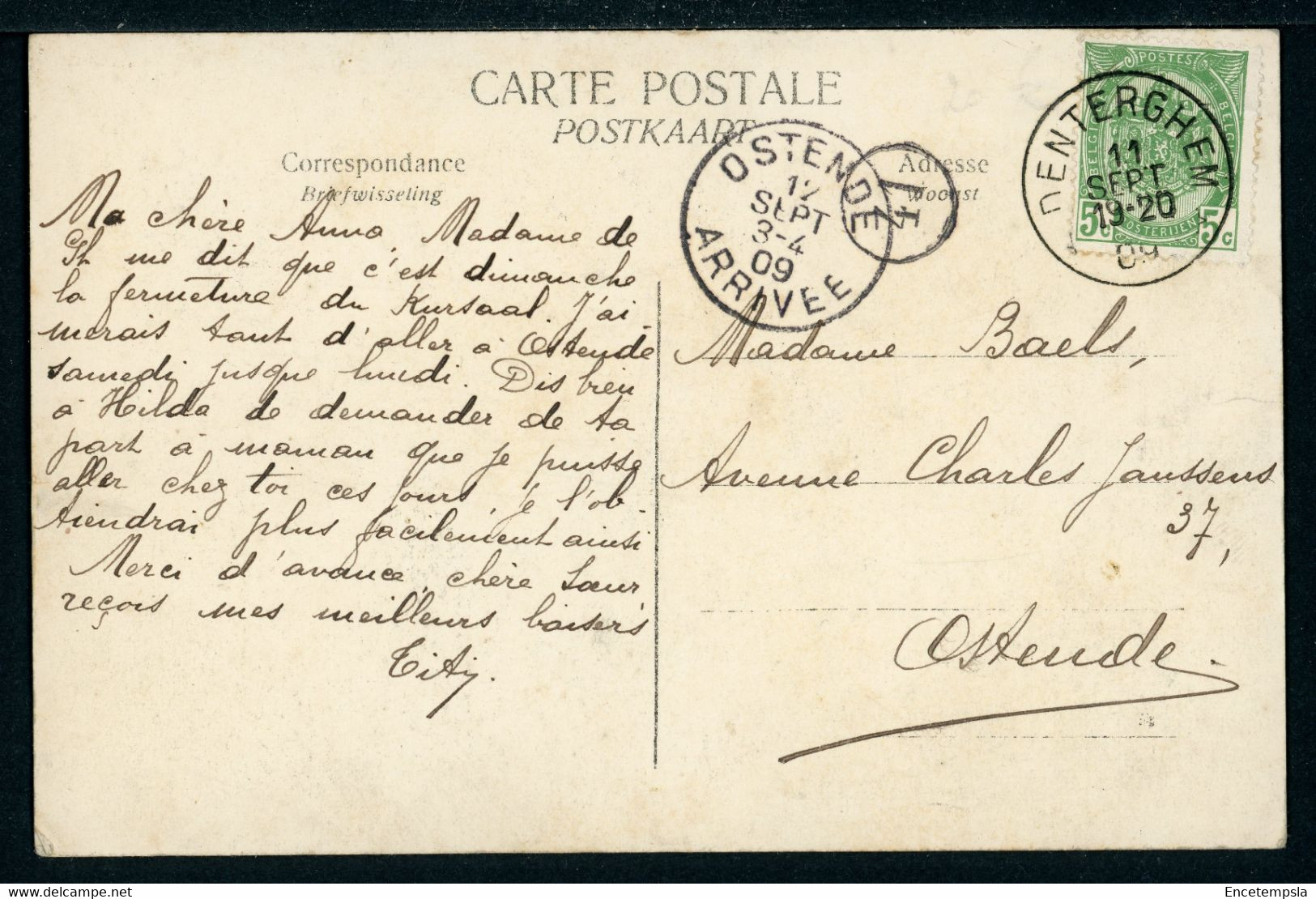 Carte Postale Adressée à HENRI BAELS Ou ANNA DEVISSCHER - Belgique - Denterghem - Propriété De Visscher (CP22348OK) - Dentergem