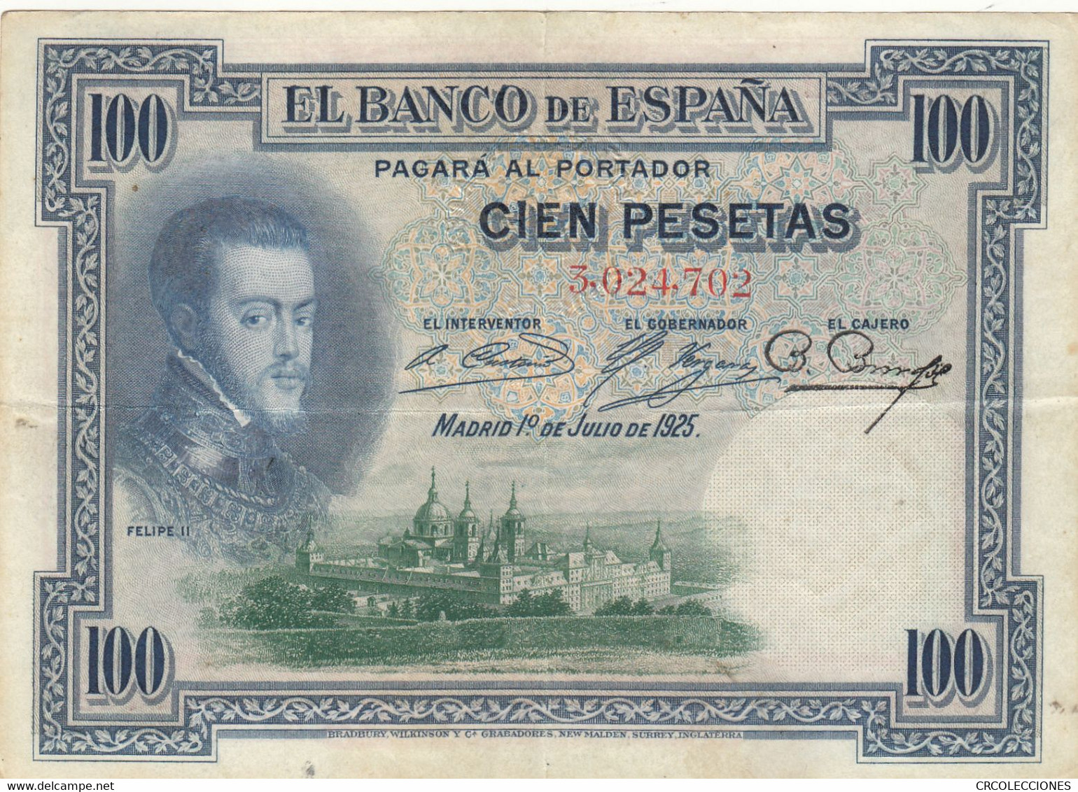 CRBS0262 BILLETE ESPAÑA 100 PESETAS 1925 RESELLO MBC+ - 100 Pesetas