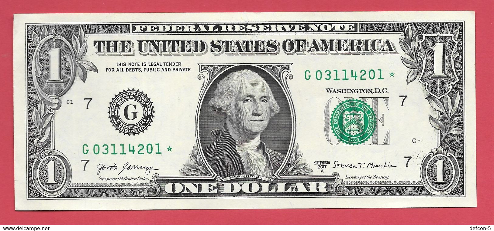 Rarität ! STAR-Note: 3x 1 US-Dollar Fortlaufend [2017] > G03114201* Bis ...03* < 1. Lauf Mit 3.200.000 {$054-001} - National Currency