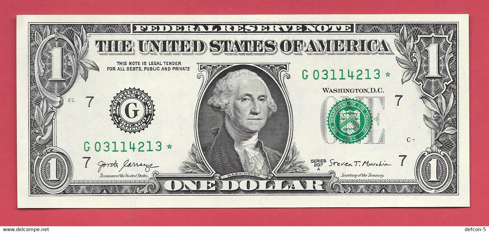 Rarität ! STAR-Note: 2x 1 US-Dollar Fortlaufend [2017] > G03114213* Bis ...14* < 1. Lauf Mit 3.200.000 {$055-001} - National Currency