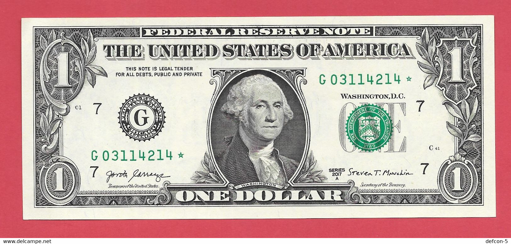 Rarität ! STAR-Note: 2x 1 US-Dollar Fortlaufend [2017] > G03114213* Bis ...14* < 1. Lauf Mit 3.200.000 {$055-001} - Nationale Valuta