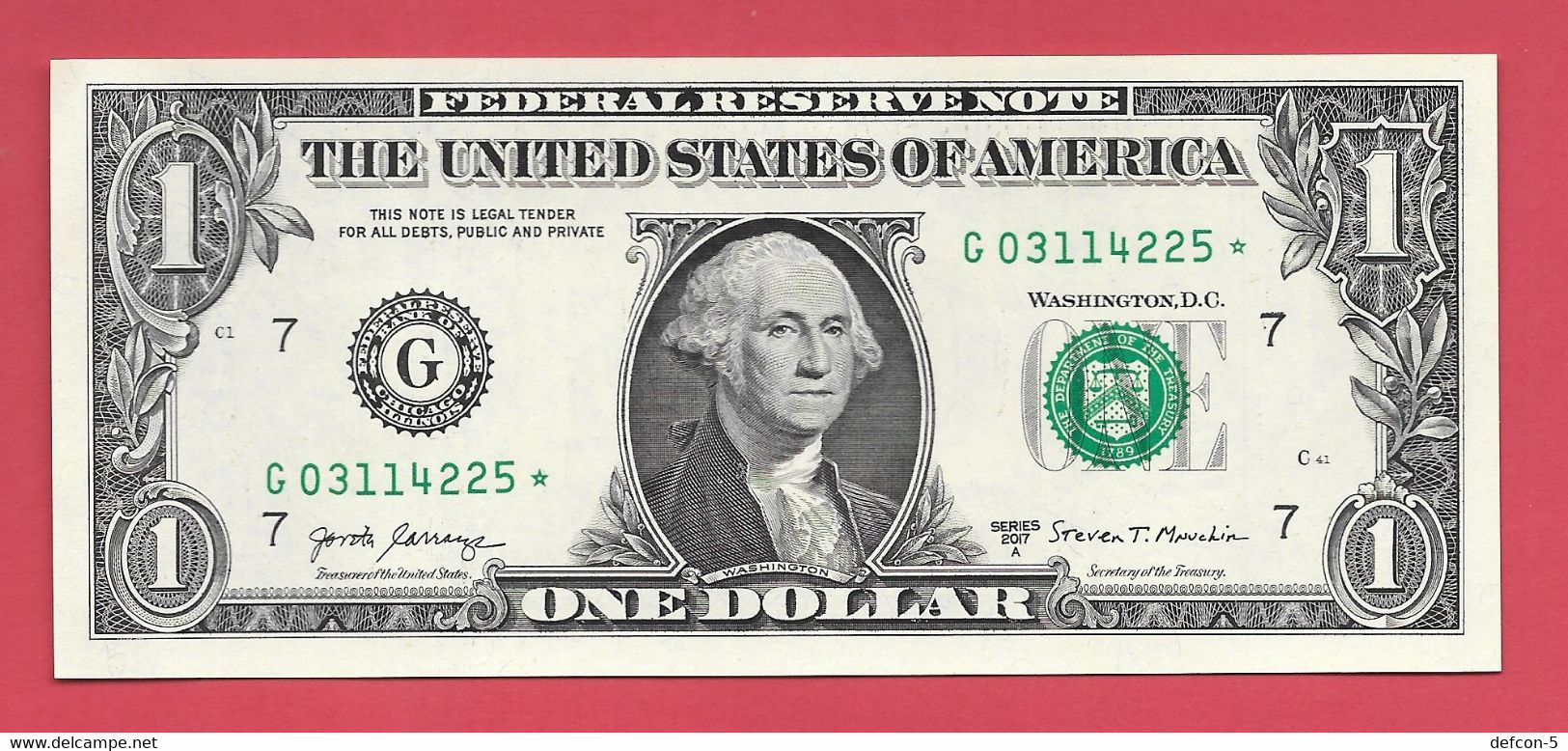 Rarität ! STAR-Note: 2x 1 US-Dollar Fortlaufend [2017] > G03114225* Bis ...26* < 1. Lauf Mit 3.200.000 {$057-001} - Nationale Valuta