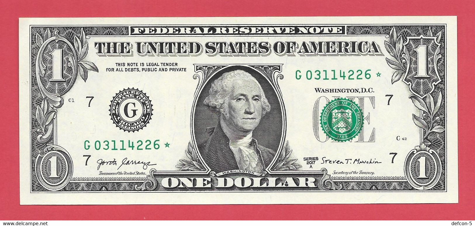 Rarität ! STAR-Note: 2x 1 US-Dollar Fortlaufend [2017] > G03114225* Bis ...26* < 1. Lauf Mit 3.200.000 {$057-001} - National Currency