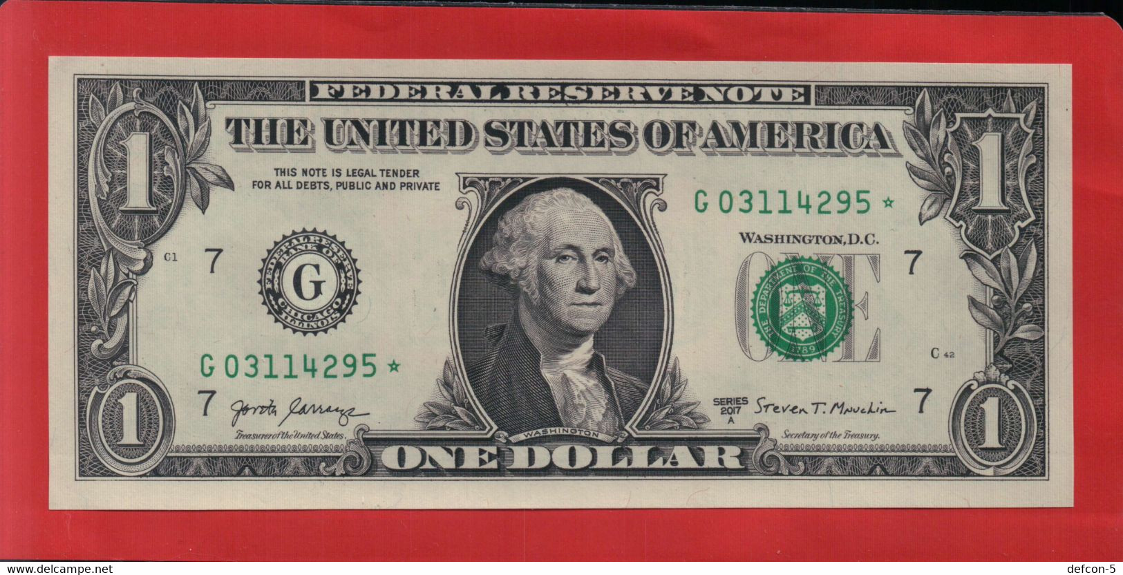 Rarität ! STAR-Note: 6x 1 US-Dollar Fortlaufend [2017] > G03114295* Bis ...300* < 1. Lauf Mit 3.200.000 {$058-001} - Valuta Nazionale