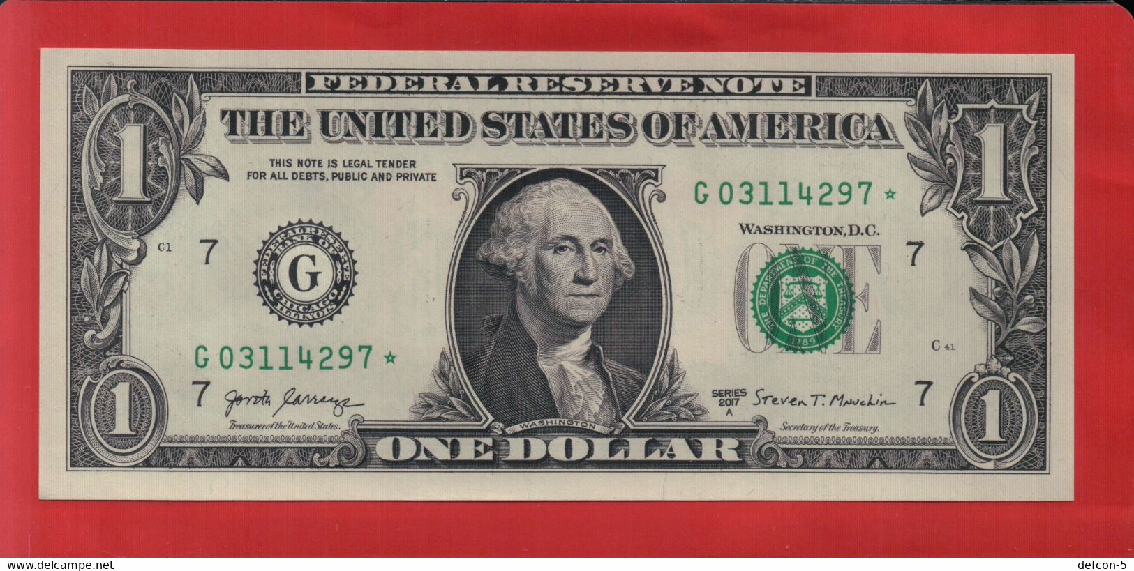 Rarität ! STAR-Note: 6x 1 US-Dollar fortlaufend [2017] > G03114295* bis ...300* < 1. Lauf mit 3.200.000 {$058-001}