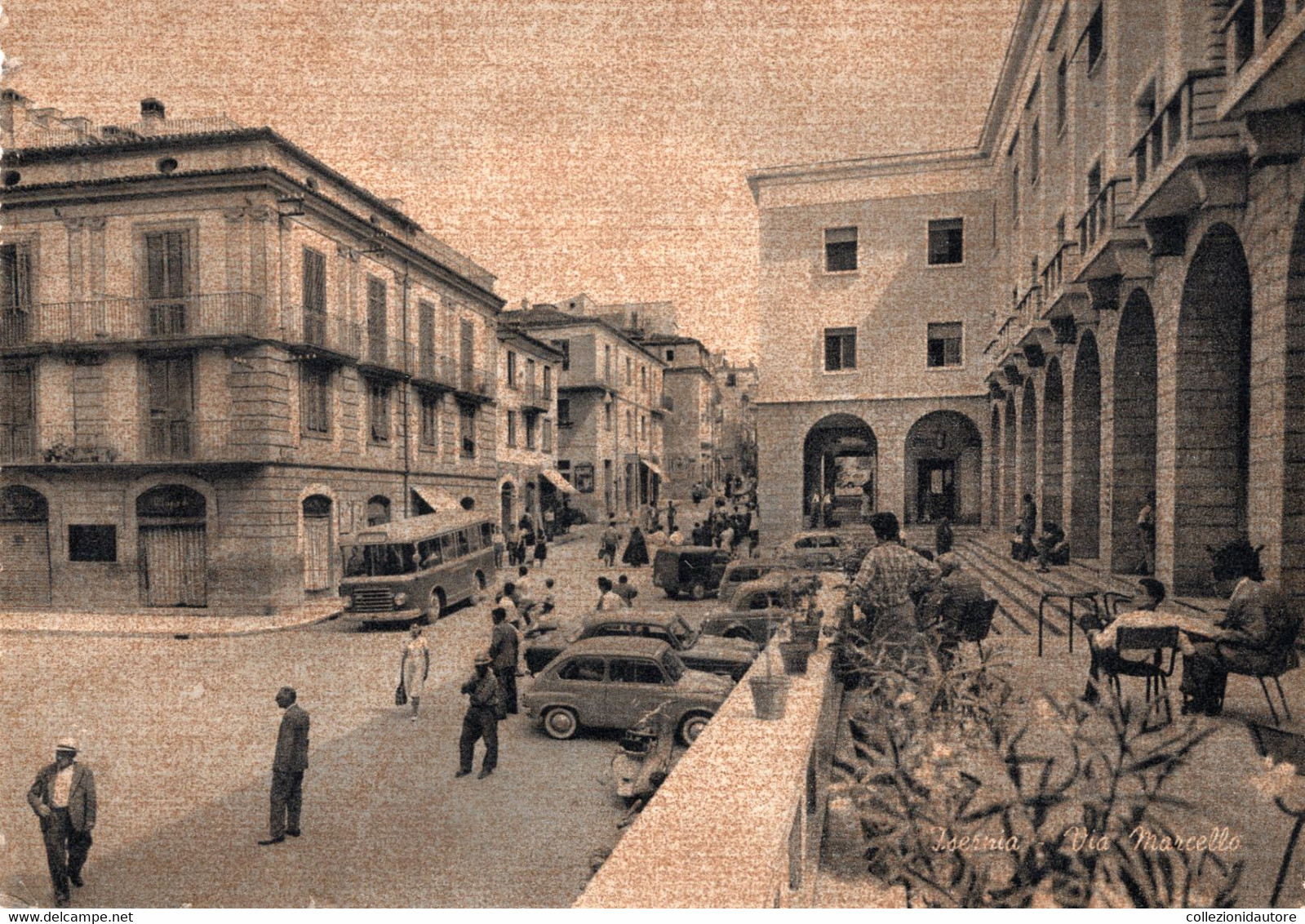 ISERNIA - VIA MARCELLO - ANIMATA - AUTO D'EPOCA - LA CORRIERA - CARTOLINA FG SPEDITA ANNI 40/50 - Isernia