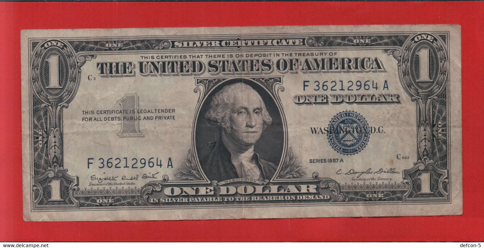 Rarität ! Silver-Certificate-Note: 1 US-Dollar [1957] > F36212964A < {$056-1SC} - Silver Certificates (1928-1957)