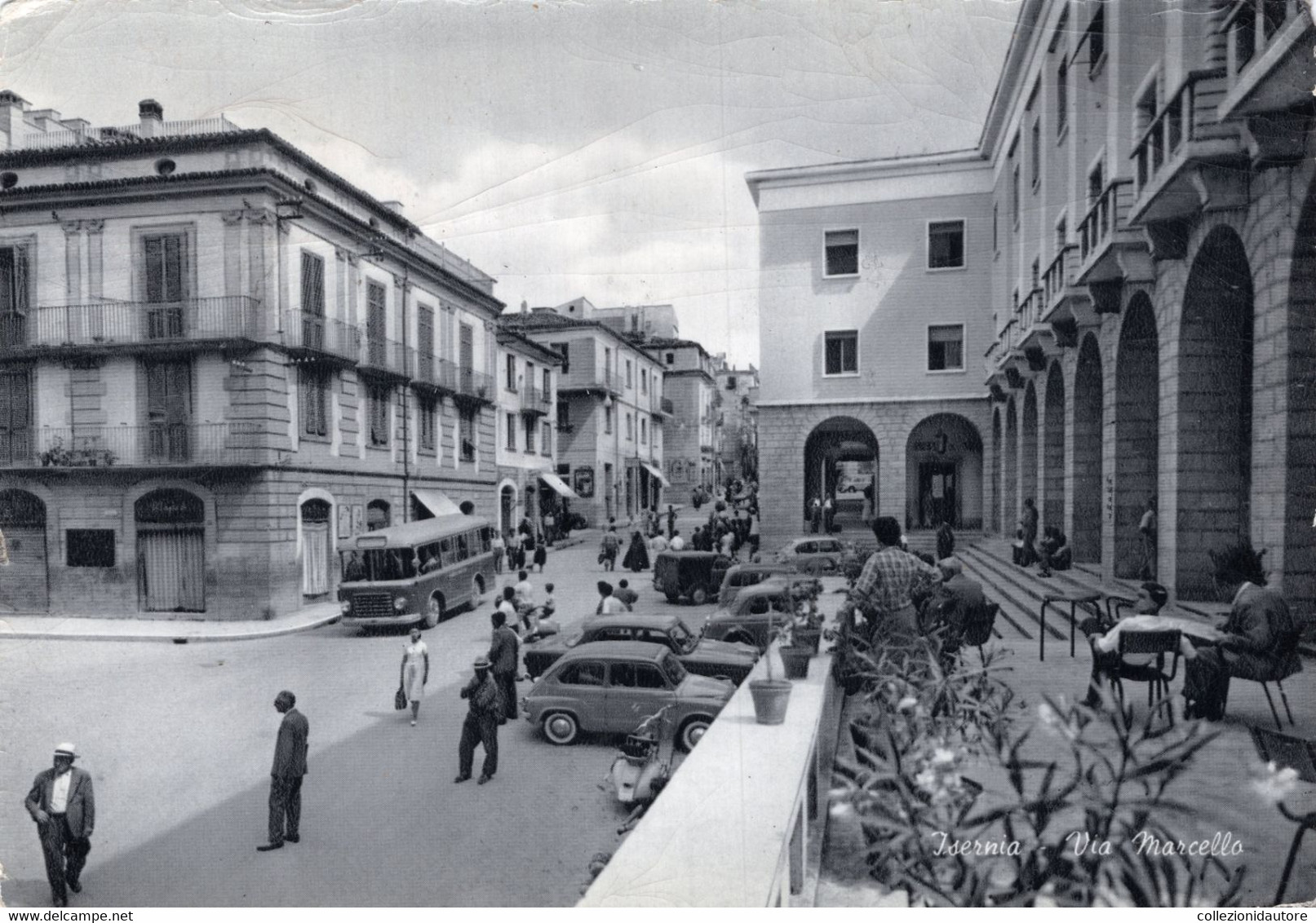 ISERNIA - VIA MARCELLO - ANIMATA - AUTO D'EPOCA - LA CORRIERA - CARTOLINA FG SPEDITA NEL 1959 - Isernia