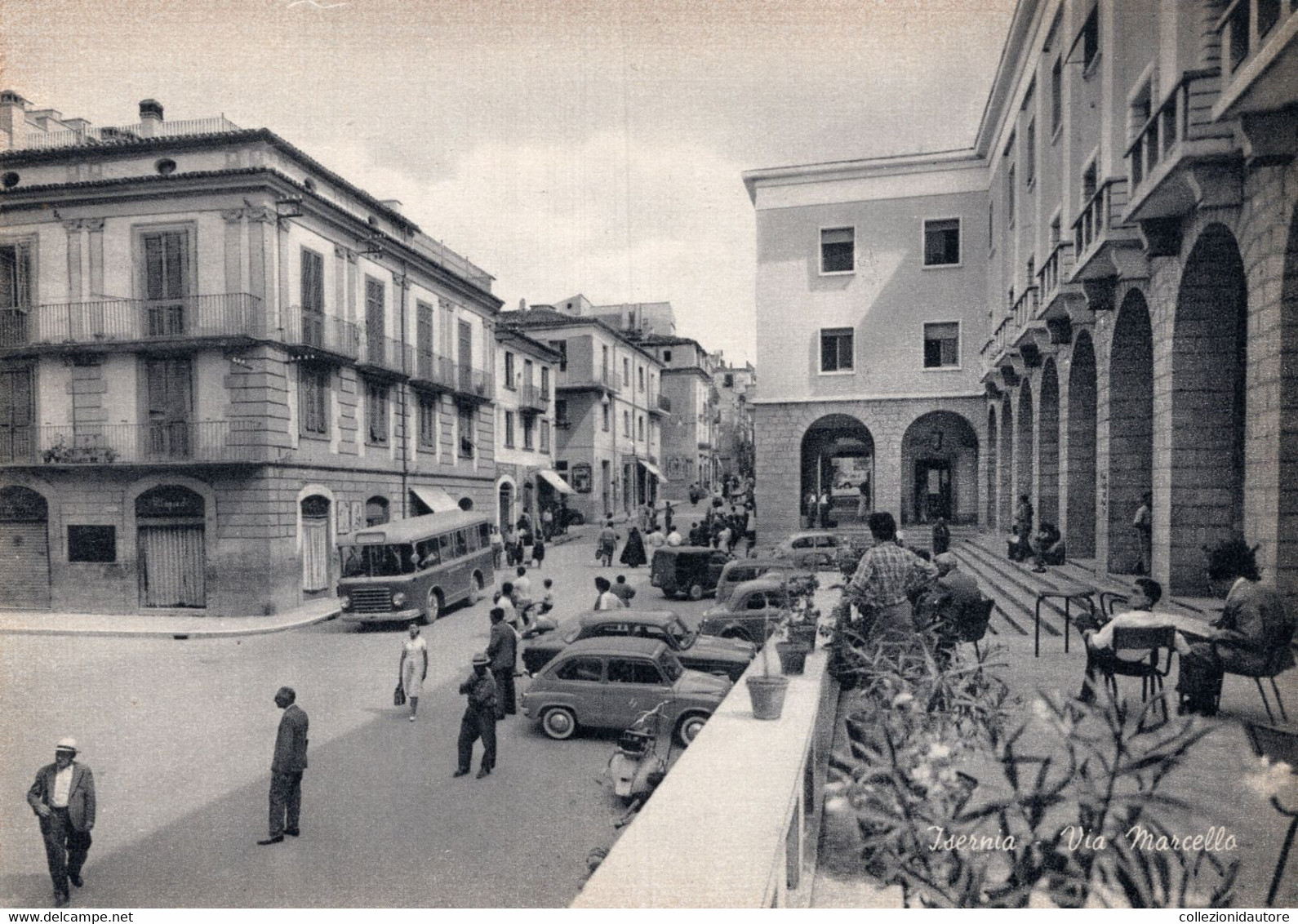 ISERNIA - VIA MARCELLO - ANIMATA - AUTO D'EPOCA - LA CORRIERA - CARTOLINA FG SPEDITA ANNI 60 - Isernia