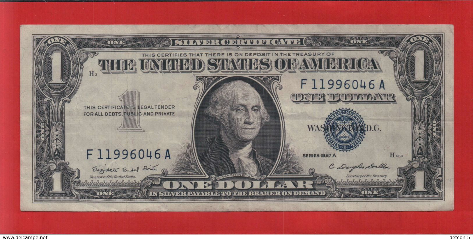 Rarität ! Silver-Certificate-Note: 1 US-Dollar [1957] > F11996046A < {$057-1SC} - Silver Certificates – Títulos Plata (1928-1957)