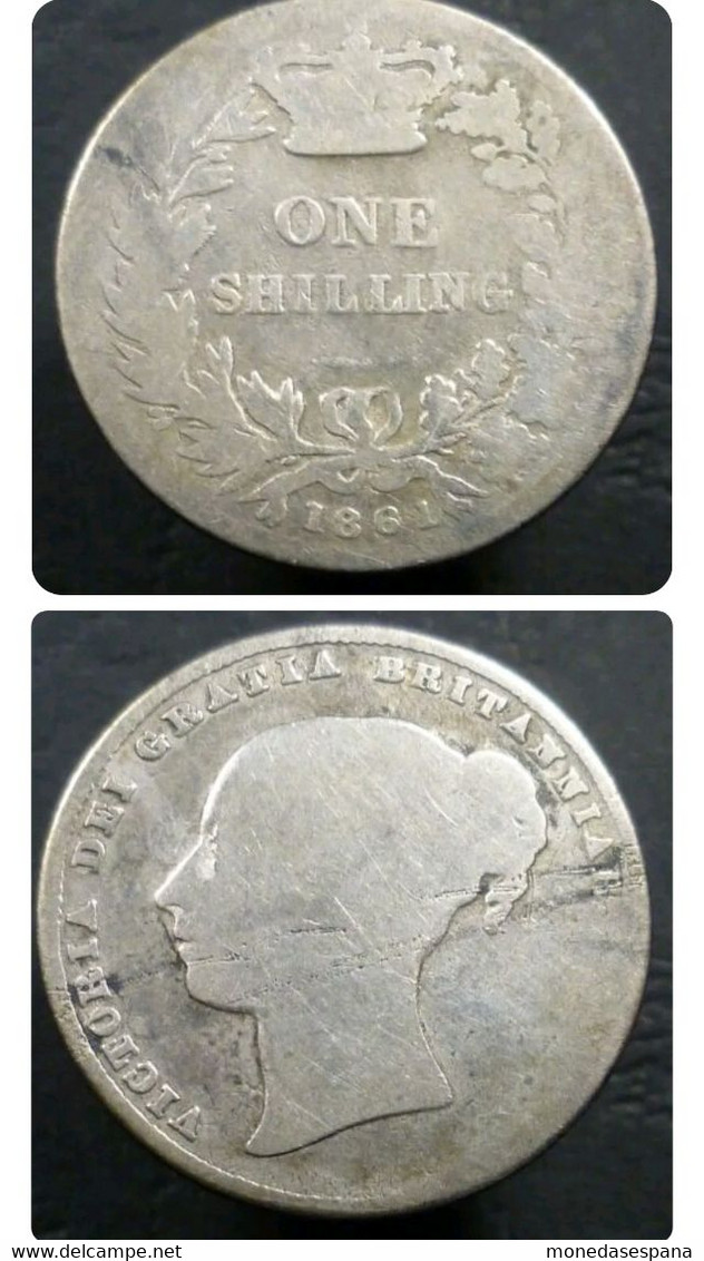 1 Shilling 1861 Great Britain Reino Unido Silver - I. 1 Shilling