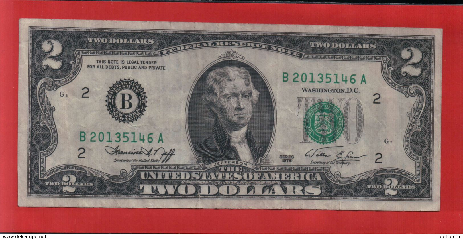 Rarität ! 2 US-Dollar [1976] > B 20135146 A < {$008-002} - Nationale Valuta