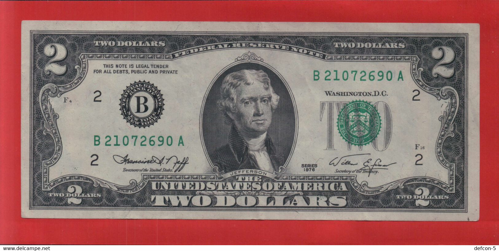 Rarität ! 2 US-Dollar [1976] > B 21072690 A < {$010-002} - Valuta Nazionale