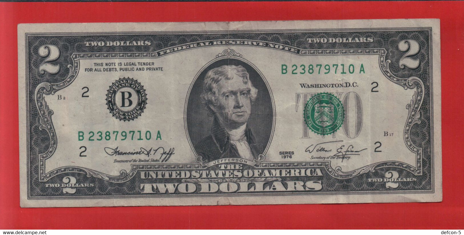 Rarität ! 2 US-Dollar [1976] > B 23879710 A < {$011-002} - Nationale Valuta