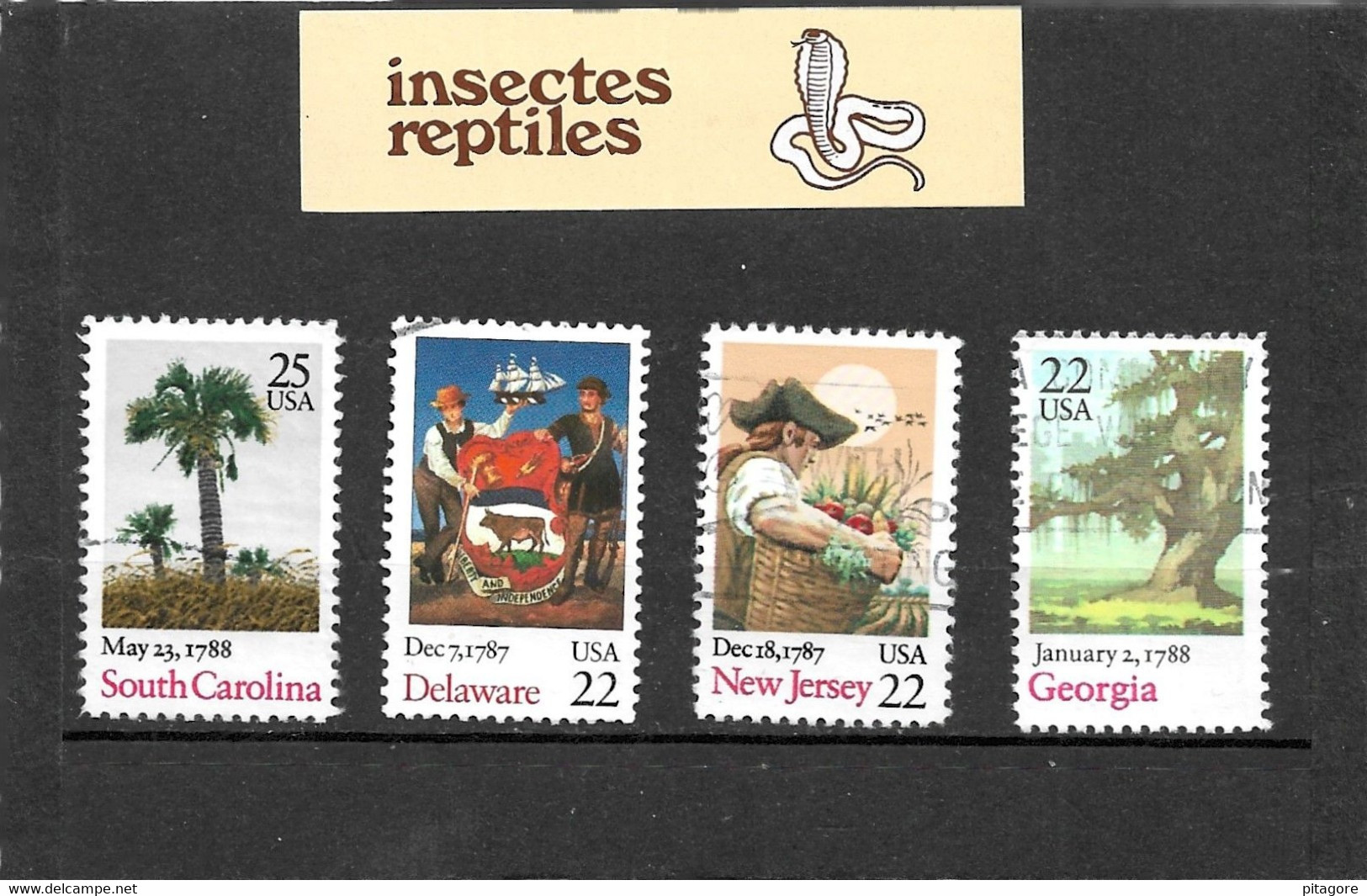 4 Timbres Oblitérés Des Etats- Unis, Année 1987/88 - Ungebraucht