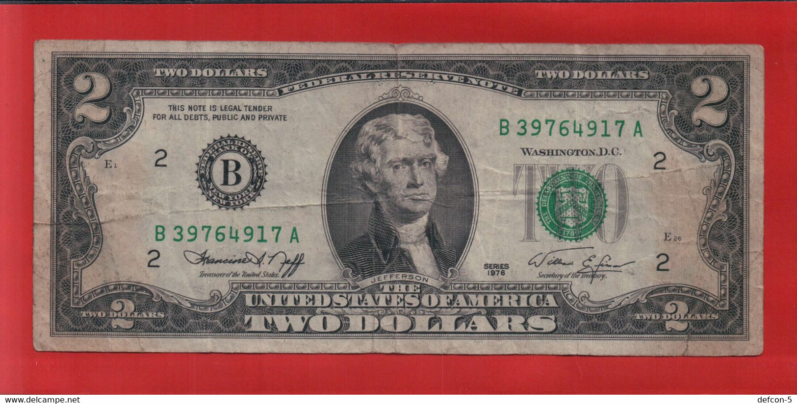 Rarität ! 2 US-Dollar [1976] > B 39764917 A < {$014-002} - Devise Nationale