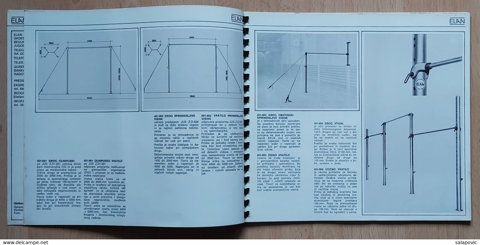 ELAN (sports Equipment Factory) Begunje Na Gorenjskem Slovenia (Yugoslavia) Catalog Of Gymnastic Equipment - Gymnastics