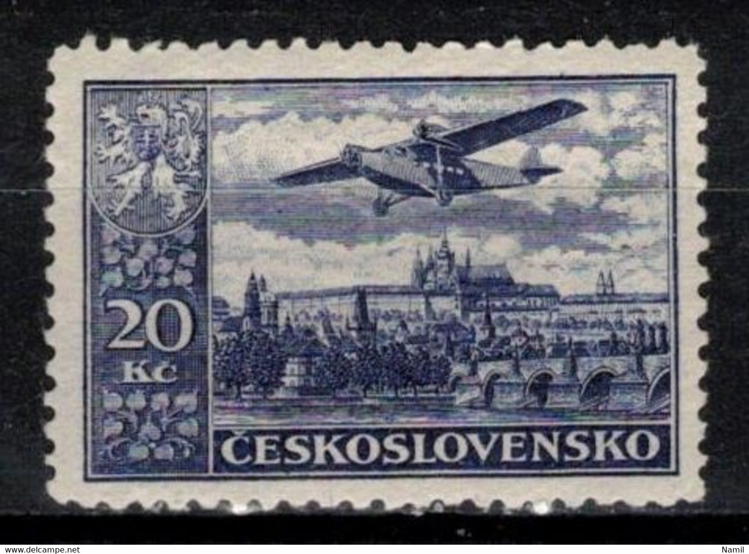 Tchécoslovaquie 1930 Mi 310 B (Yv PA 17), (MNH)**, Dentelé 12 1/4, - Luchtpost