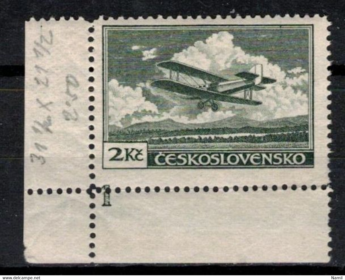 Tchécoslovaquie 1930 Mi 305 (Yv PA 12), (MNH)**, No De Planche 1 - Corréo Aéreo