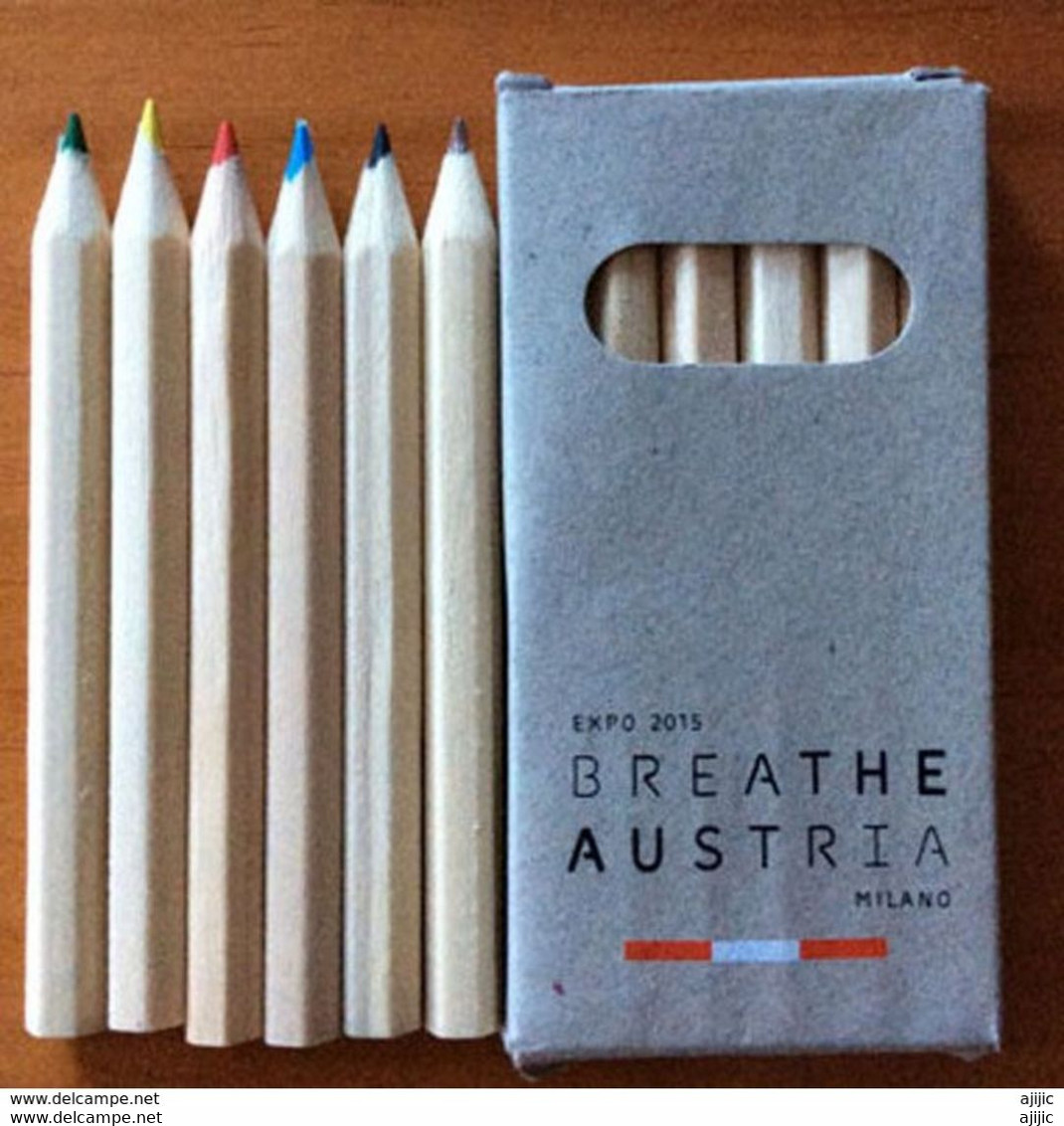 AUTRICHE. EXPO UNIVERSELLE MILAN 2015. Crayons Bois Couleurs, Boite De 6, Du Pavillon Autrichien à MILAN - Plumes