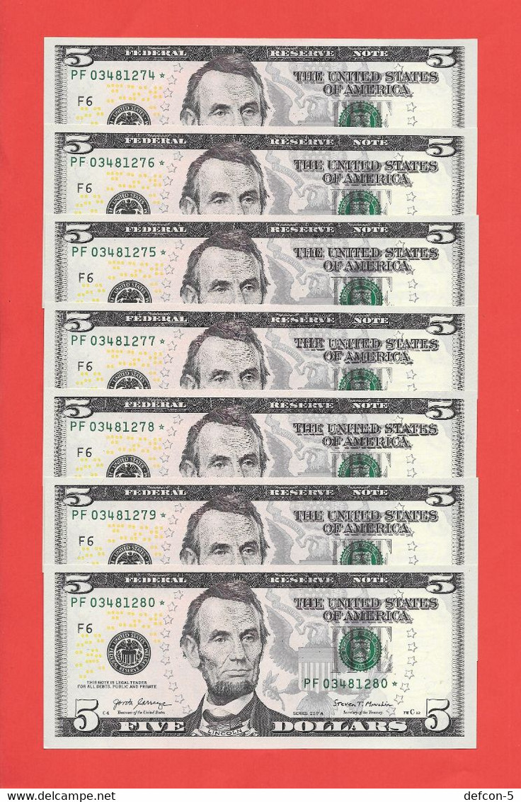 Mega Top-Rarität ! STAR-Note: 7x5 US-Dollar Fortlaufend [2017] > PF03481274* - ...80* < 2. Lauf Mit 640.000 {$020-005} - National Currency