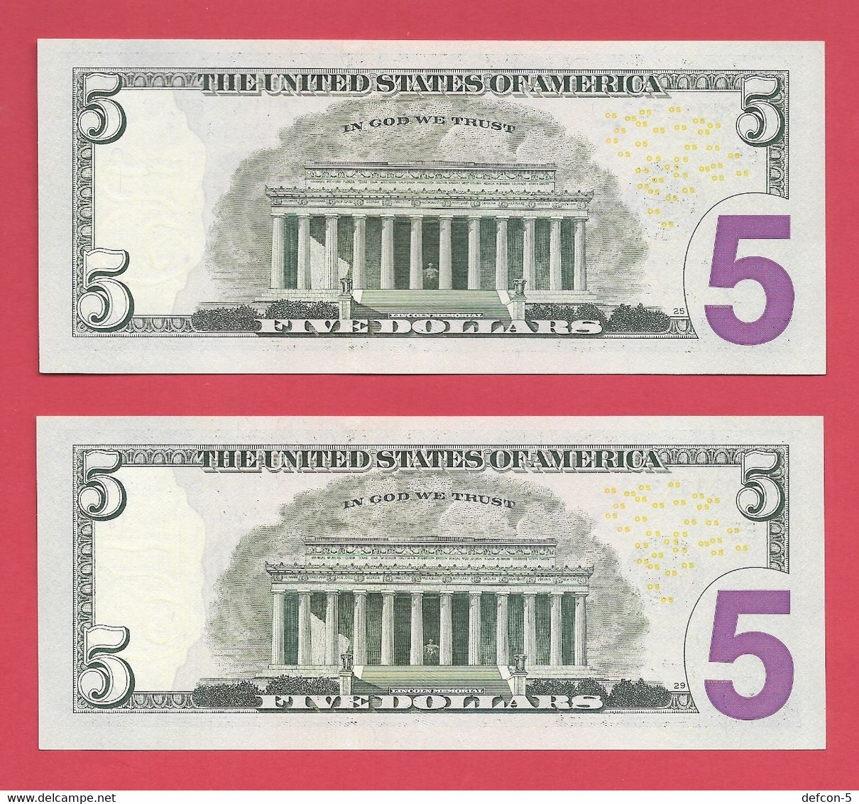 Rarität ! STAR-Note: 2x5 US-Dollar [2017] > PE02331332* - ...33* < 1 Lauf Mit 3.200.000 {$024-005} - Nationale Valuta