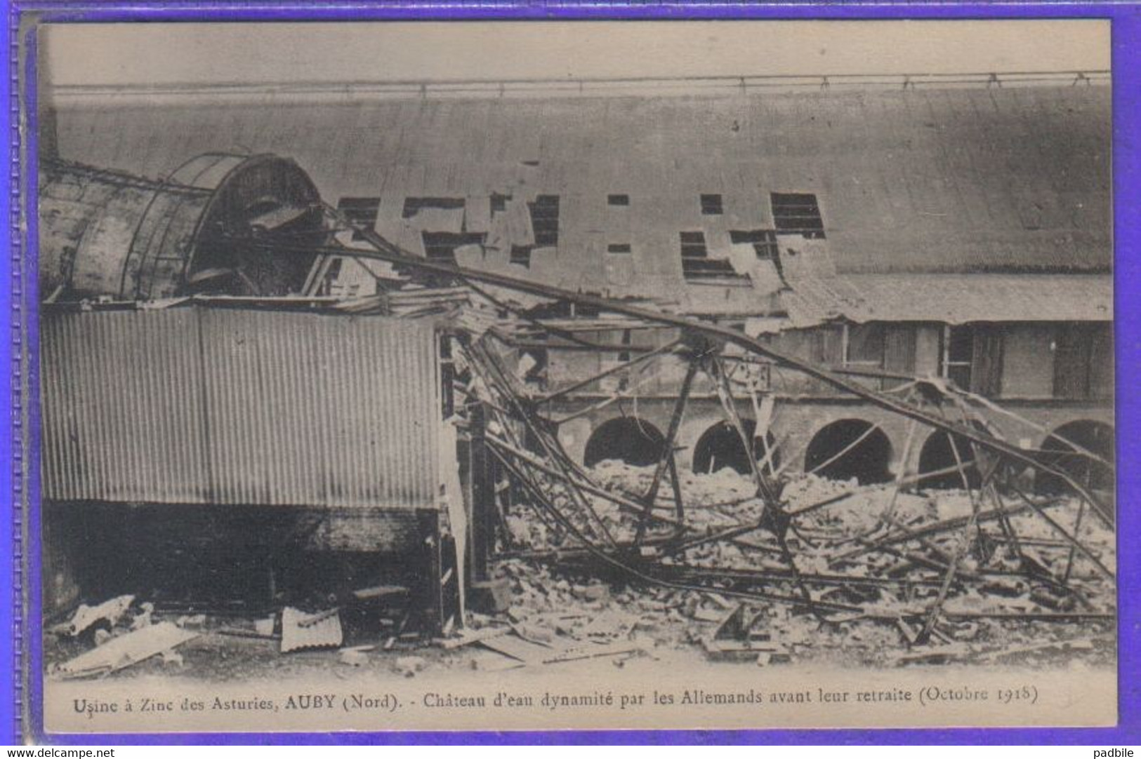 Carte Postale 59.  Auby  Usine à Zinc Des Asturies  Le Chateau D'eau Dynamité   Très Beau Plan - Auby