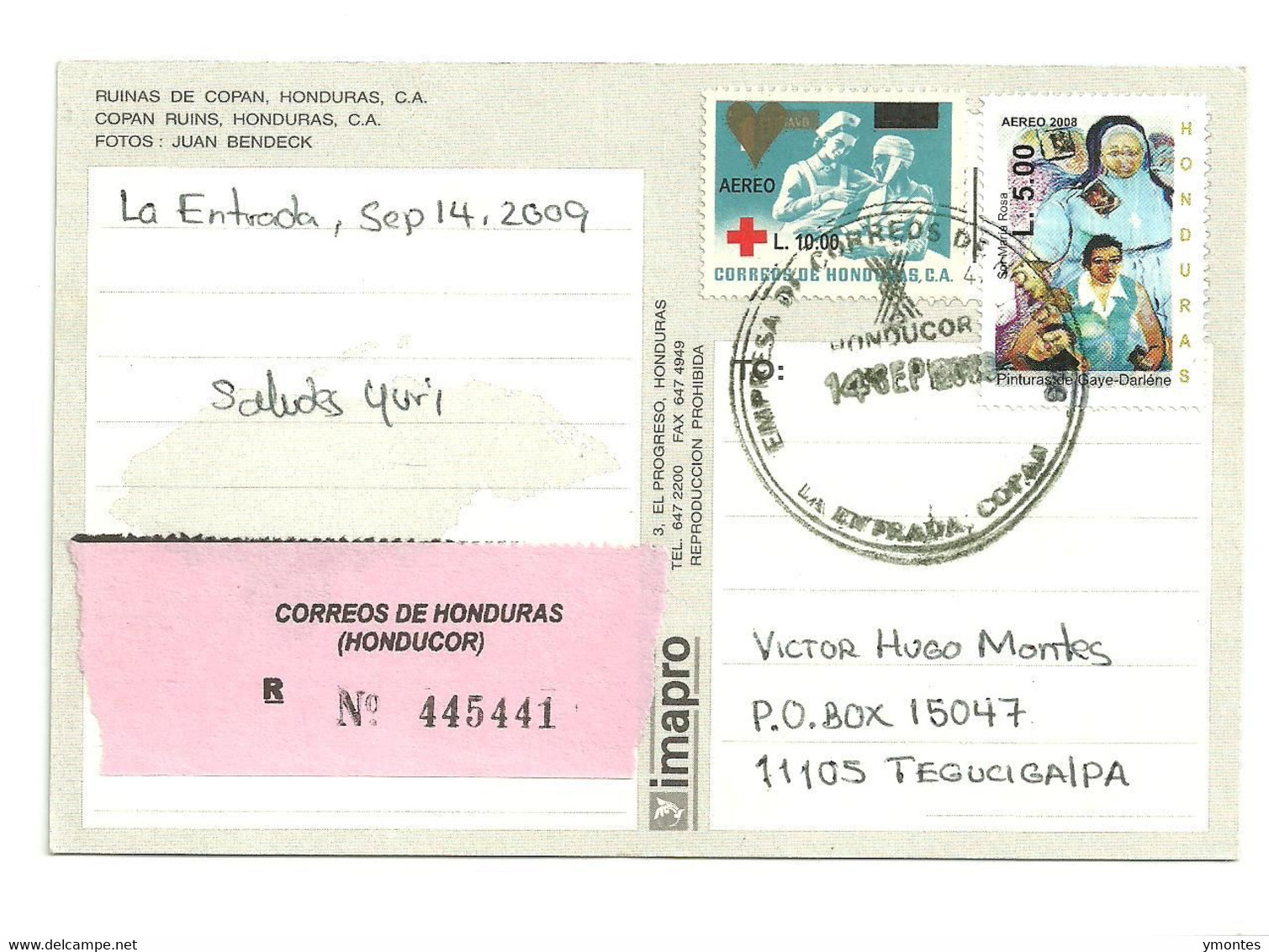 Circulated La Entrada Copan To Tegucigalpa 2009, Painting Stamps - Honduras