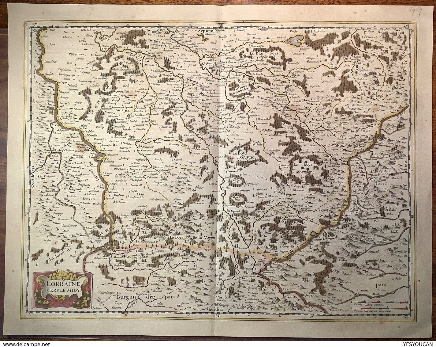 "Lorraine, Vers Le Midy" Map By Janssonius Joan. 1632-48, Amsterdam (carte Géographique France Janson - Cartes Géographiques