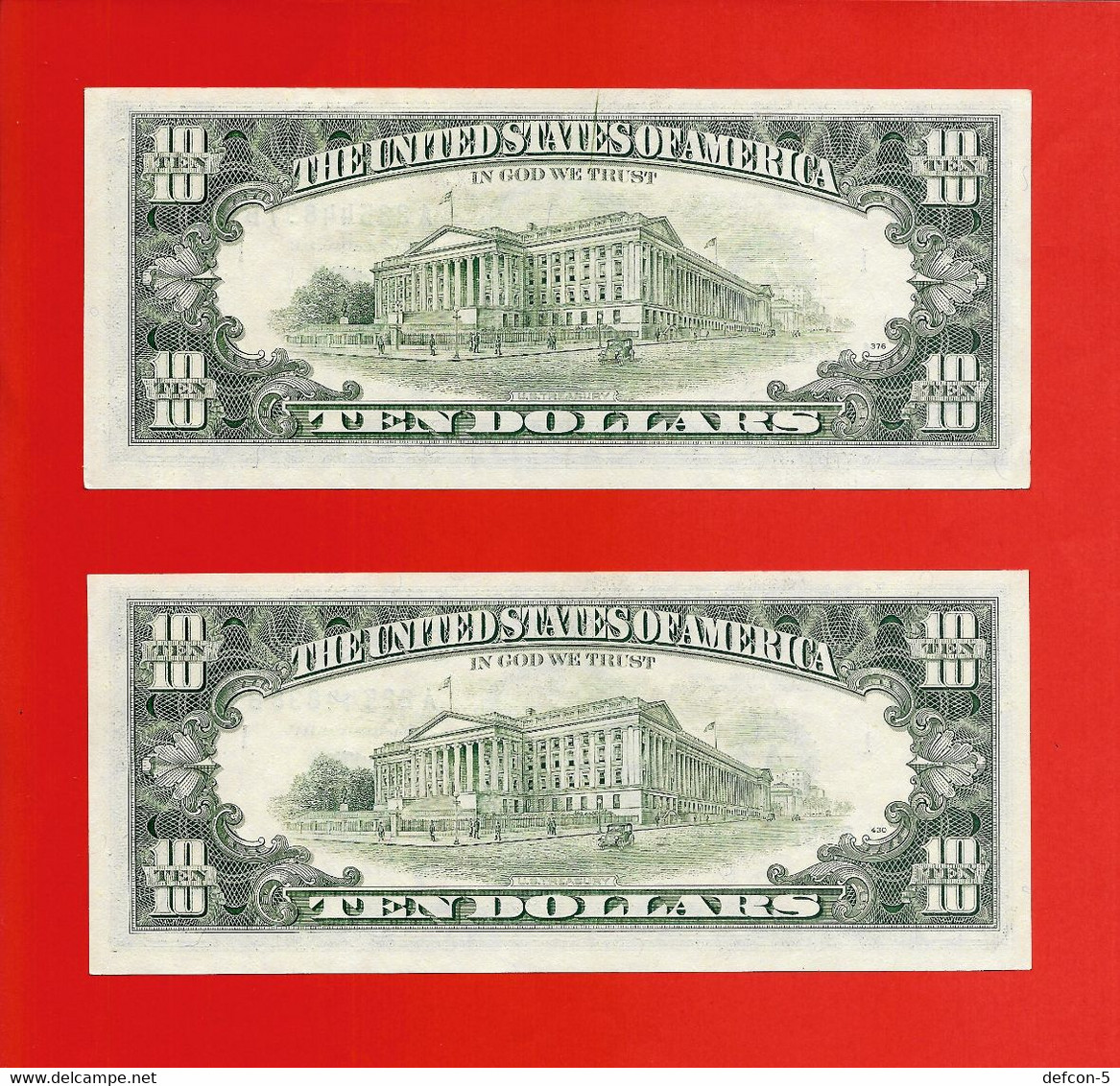 Rarität ! 2 X10 US-Dollar Fortlaufend [1988] > A 22544837 B / ...38 B < {$002-010N} - Billets De La Federal Reserve (1928-...)