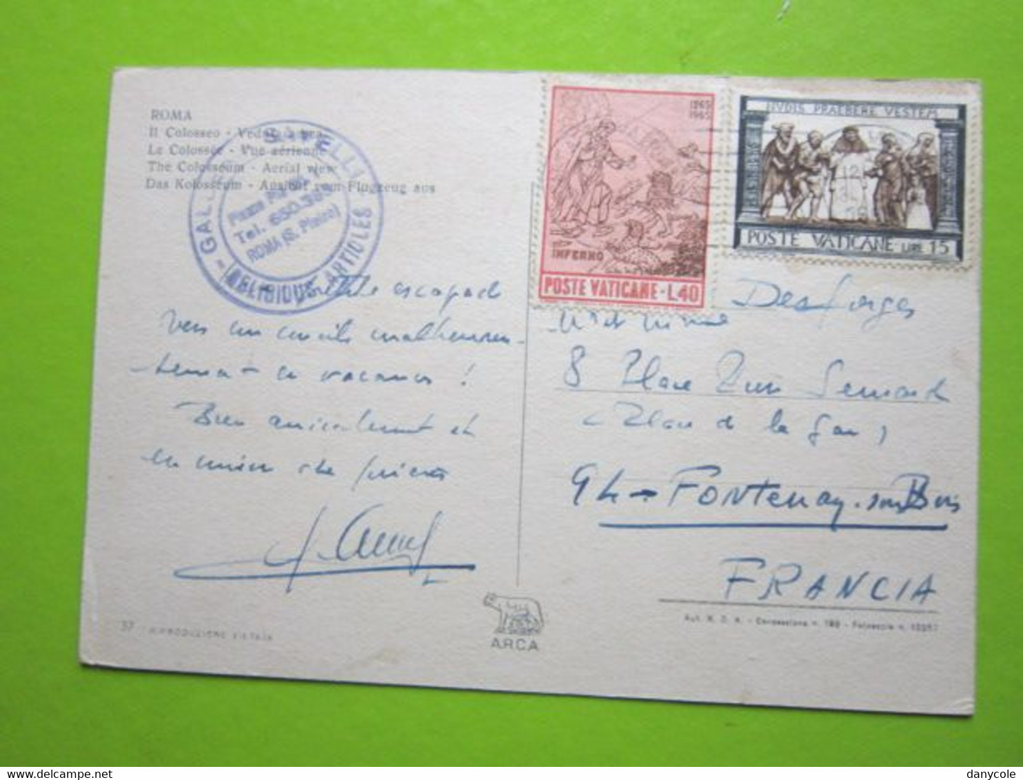 2 Timbres POSTE VATICANE Oblitéré  Sur CPA ROMA - Storia Postale