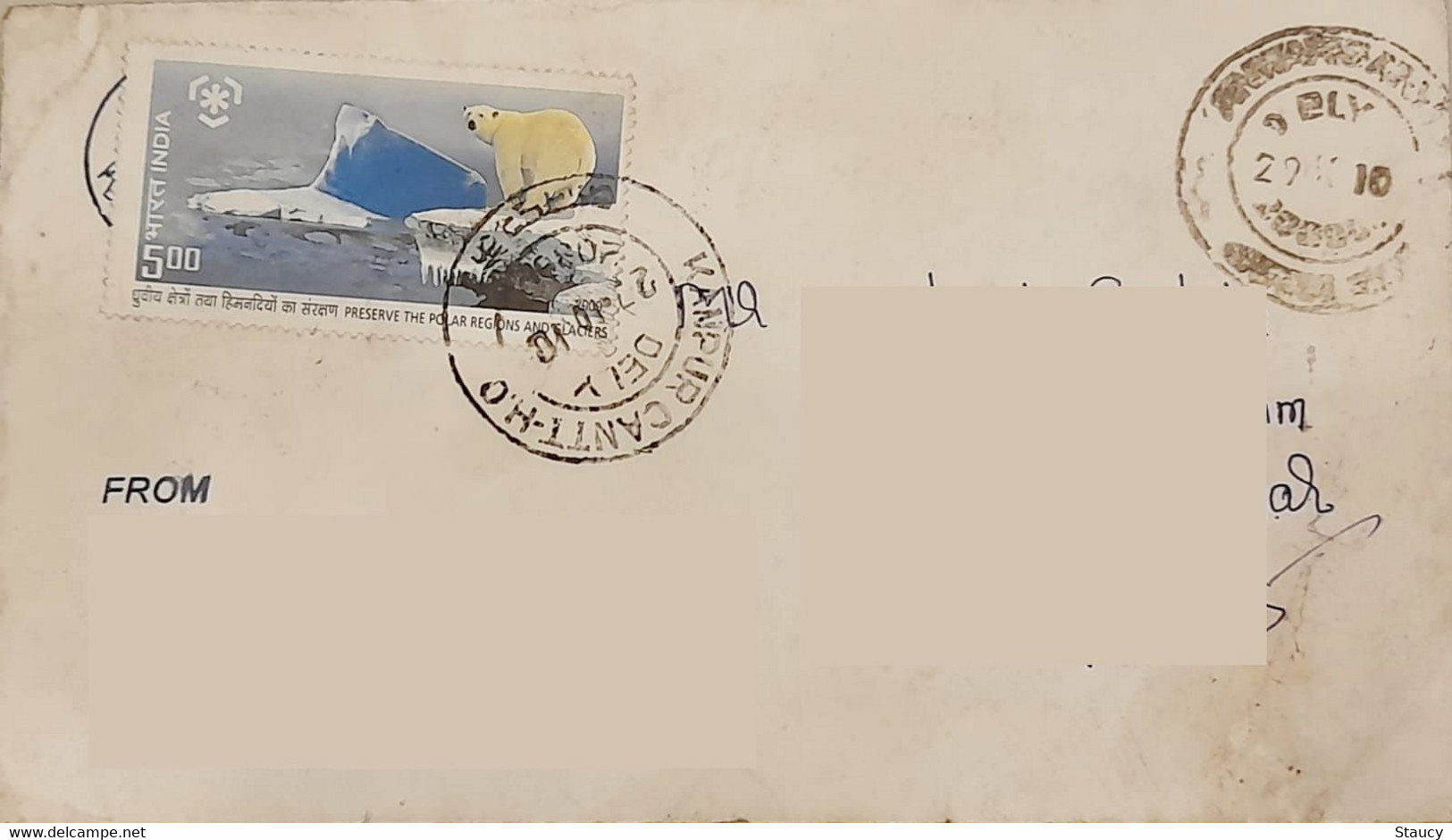 INDIA 2010 Preserve Polar Region & Glaciers Stamps Franked On Postal Cover As Per Scan - Behoud Van De Poolgebieden En Gletsjers