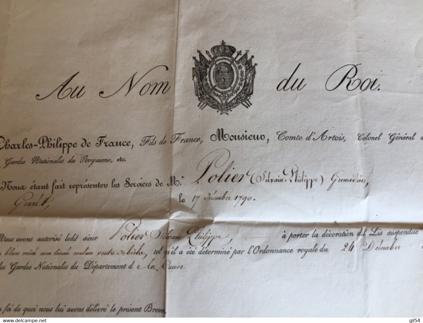 Autorisation Délivrée Par Le Comte D'Artois Le 24 /12/1816, De Porter Une Décoration  - Mald 122 - Historical Documents