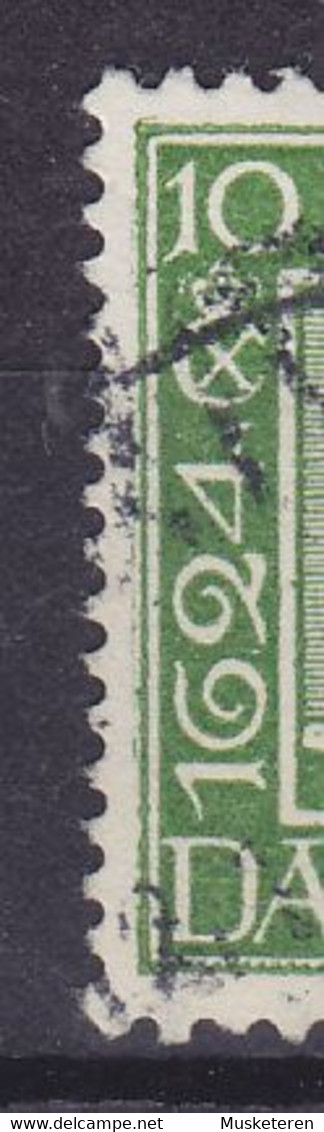 Denmark 1924 Mi. 131, 10 Øre König Christian X. ERROR Variety 'Extra Green Colour Line' Left Margin & Top, Double Print - Variedades Y Curiosidades