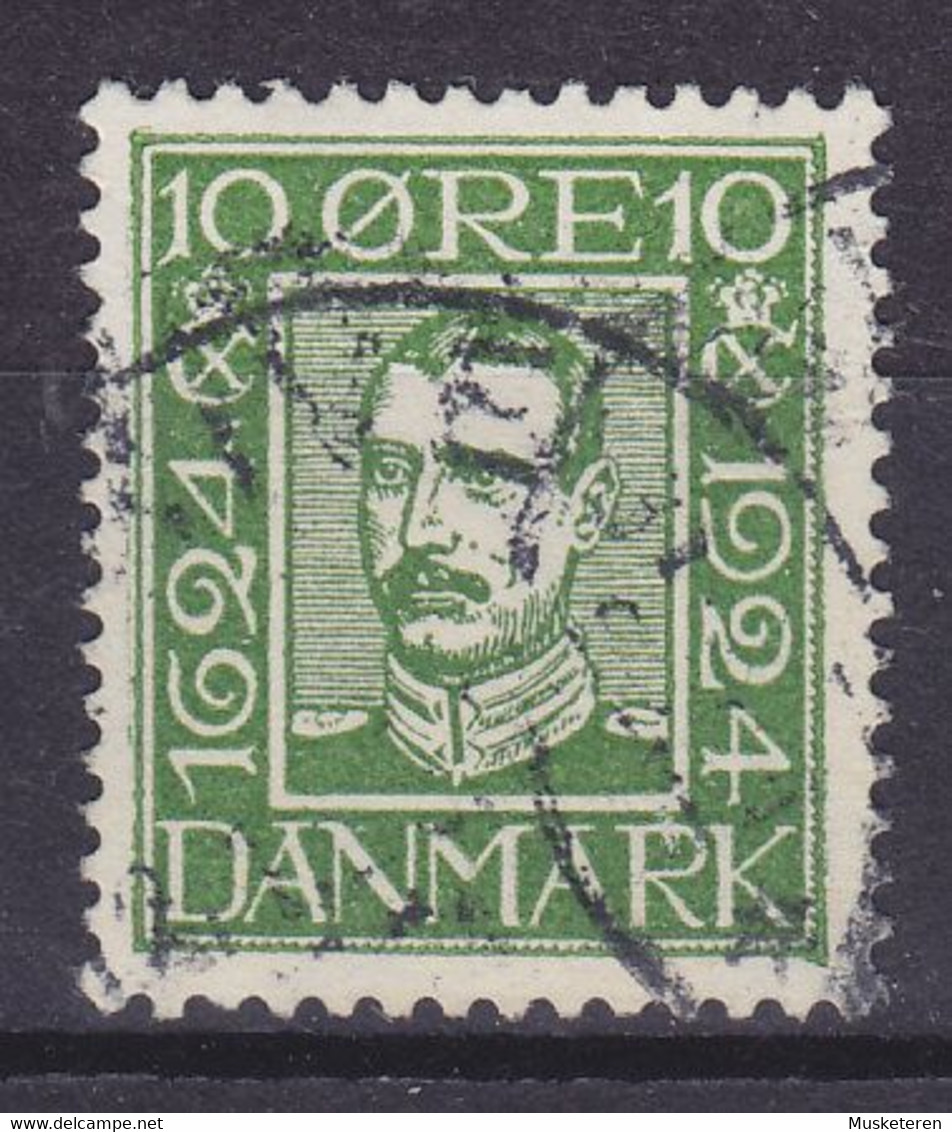 Denmark 1924 Mi. 131, 10 Øre König Christian X. ERROR Variety 'Extra Green Colour Line' Left Margin & Top, Double Print - Varietà & Curiosità