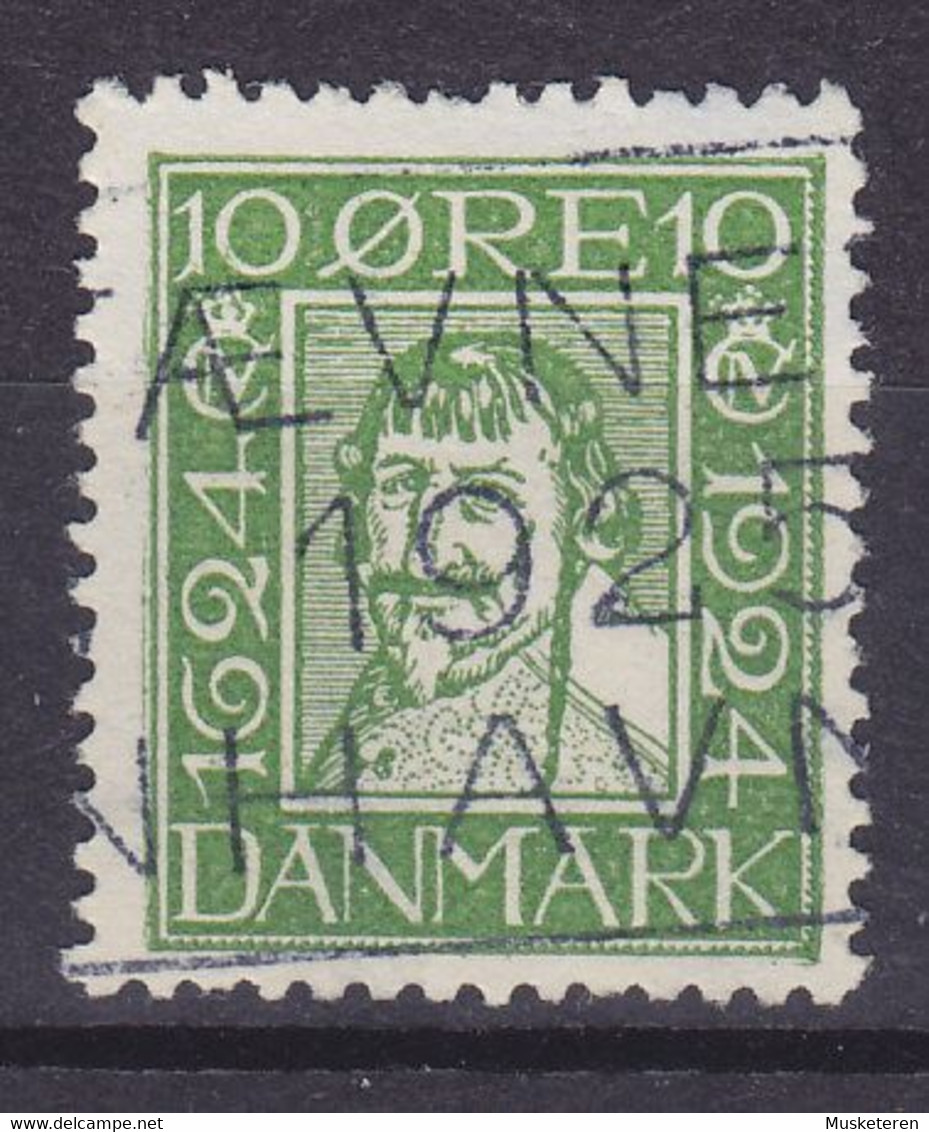 Denmark 1924 Mi. 132, 10 Øre König Christian IV. ERROR Variety 'Extra Green Colour Line' Left Margin, Double Printing - Plaatfouten En Curiosa