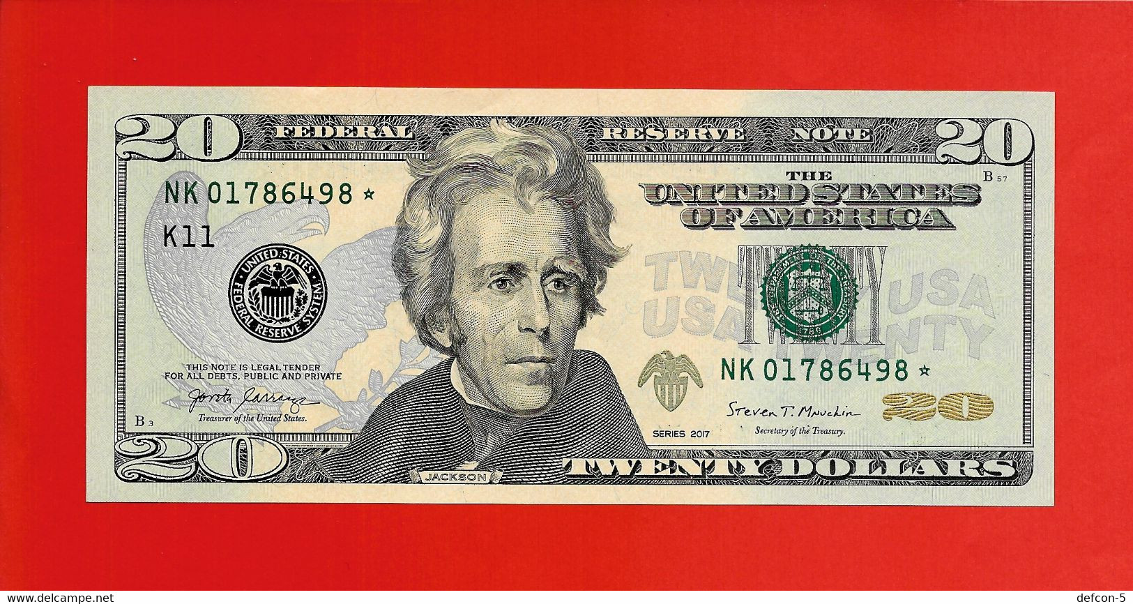 Rarität ! STAR-Note: 20 US-Dollar [2017] > NK01786498* < 1. Lauf Mit 3.200.000 {$013-020} - Devise Nationale