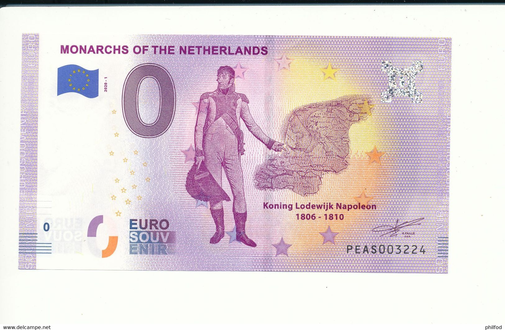 Billet Touristique 0 Euro - MONARCHS OF THE NETHERLANDS - PEAS - 2020-1 -  n° 3224 - Autres & Non Classés