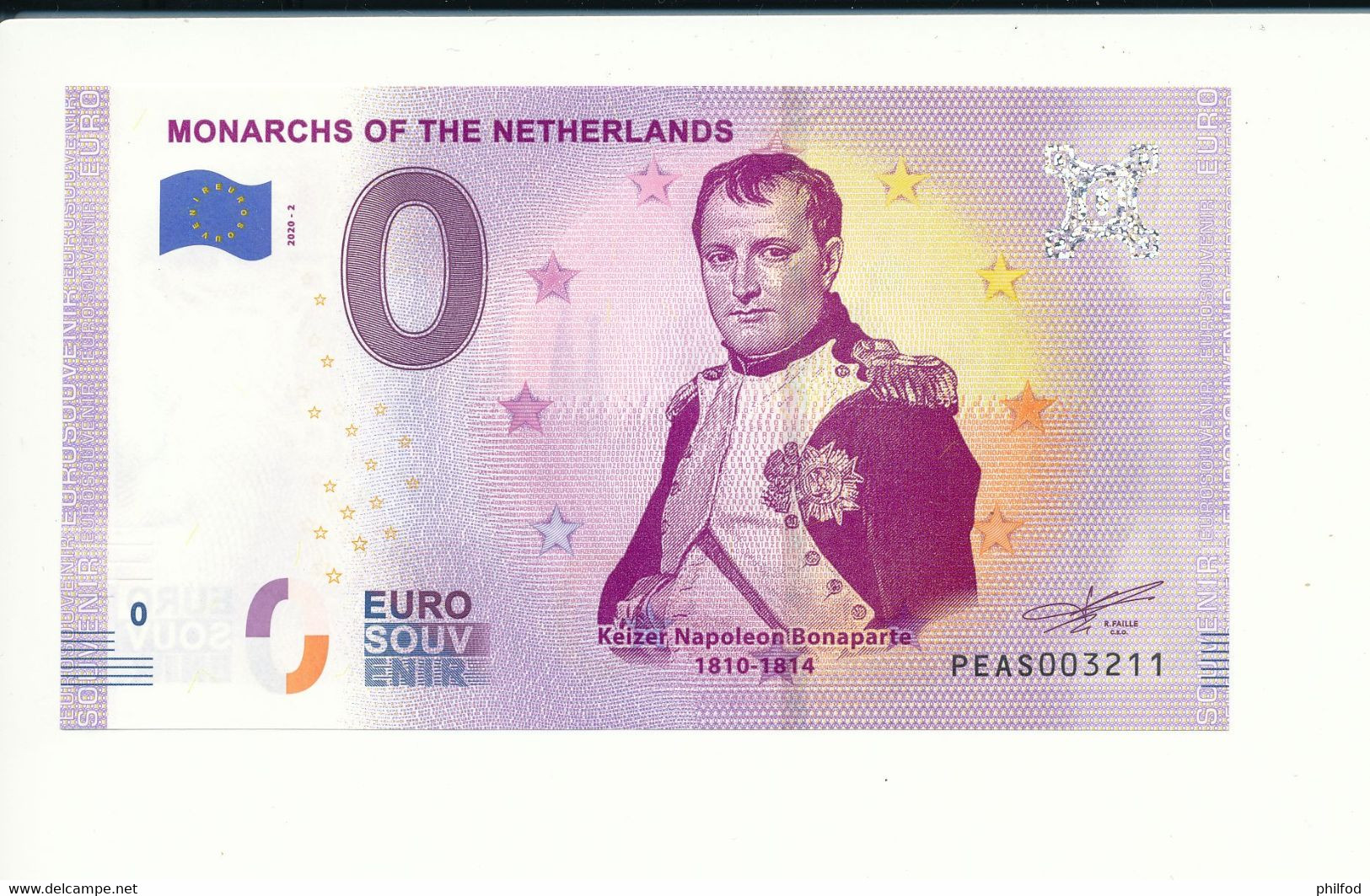 Billet Touristique 0 Euro - MONARCHS OF THE NETHERLANDS - PEAS - 2020-2 -  n° 3211 - Autres & Non Classés