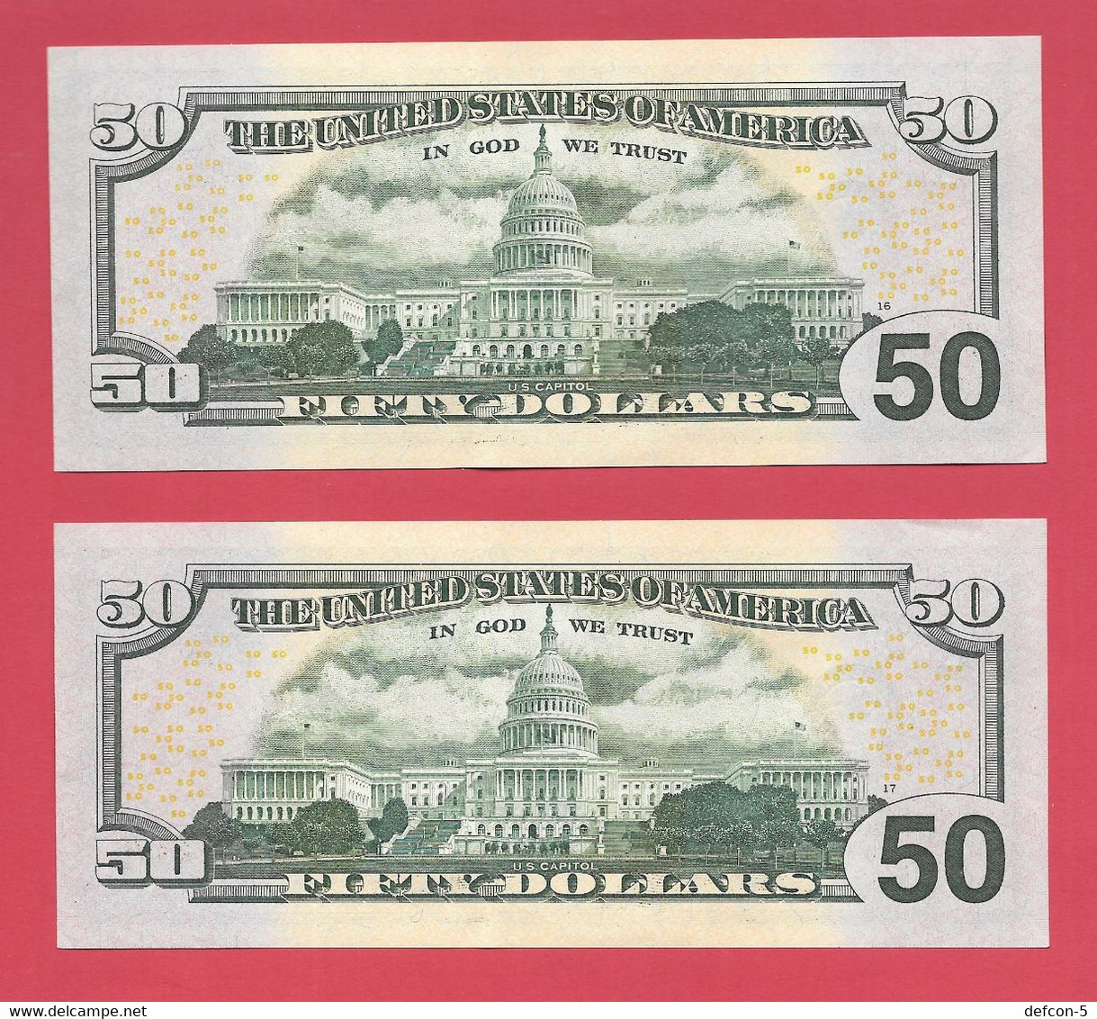 Mega Top-Rarität ! STAR-Note: 2x50 US-Dollar Fortlaufend [2017] > PA00548922* - ...23* < 1 Lauf Mit 640.000 {$005-050} - Devise Nationale