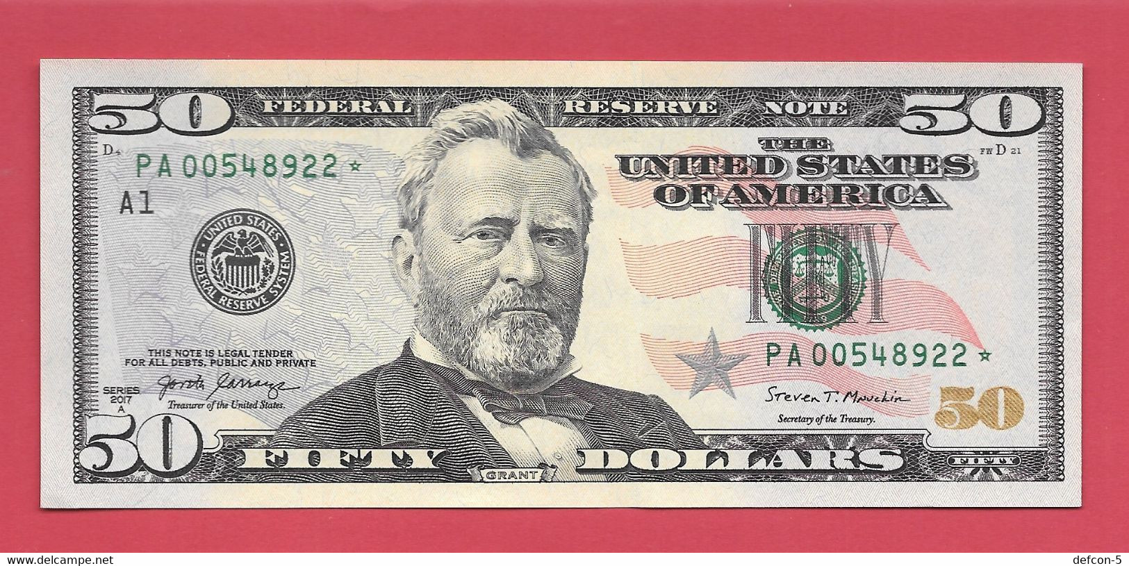 Mega Top-Rarität ! STAR-Note: 2x50 US-Dollar Fortlaufend [2017] > PA00548922* - ...23* < 1 Lauf Mit 640.000 {$005-050} - Devise Nationale