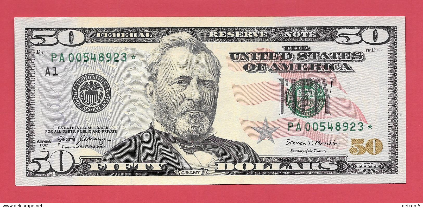 Mega Top-Rarität ! STAR-Note: 2x50 US-Dollar Fortlaufend [2017] > PA00548922* - ...23* < 1 Lauf Mit 640.000 {$005-050} - Devise Nationale