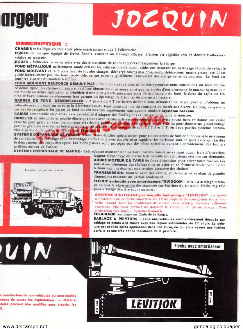 80- GAMACHES- RARE DEPLIANT JOQUIN FRERES -AGRICULTURE SEMI REMORQUE EPANDEUR-MOULIN BENOIT-15 RUE AMIENS- - Agriculture