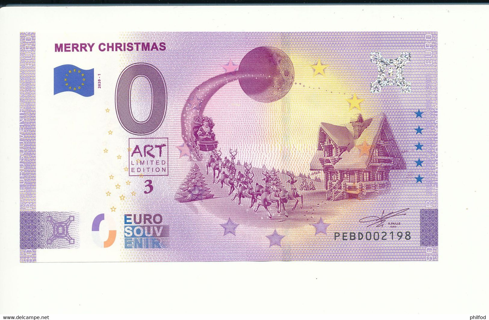 Billet Touristique 0 Euro - MERRY CHRISTMAS - PEBD- 2020-1 - N° 2198 - Autres & Non Classés